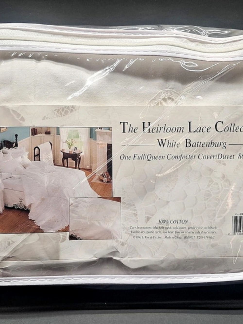 Vintage Heirloom Lace Collection White Battenburg Duvet Cover Full/Queen NIP